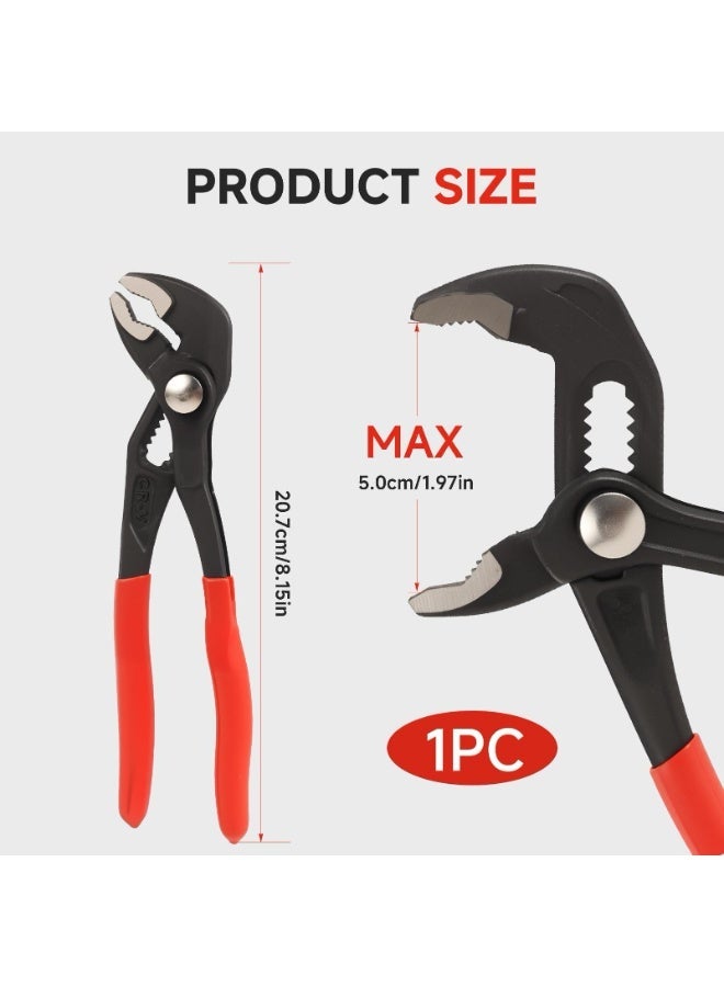 7 Inch Water Pump Pliers, CRV Steel Adjustable Tongue and Groove Large Opening Quick Release Joint Pliers with V-Jaw, Slip Joint Design with Comfort Grip, Multi Purpose V-Groove Pipe Wrench for Home Plumbing Repair,180mm - Image 3