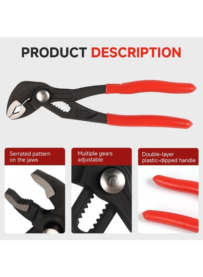 7 Inch Water Pump Pliers, CRV Steel Adjustable Tongue and Groove Large Opening Quick Release Joint Pliers with V-Jaw, Slip Joint Design with Comfort Grip, Multi Purpose V-Groove Pipe Wrench for Home Plumbing Repair,180mm - Image 4