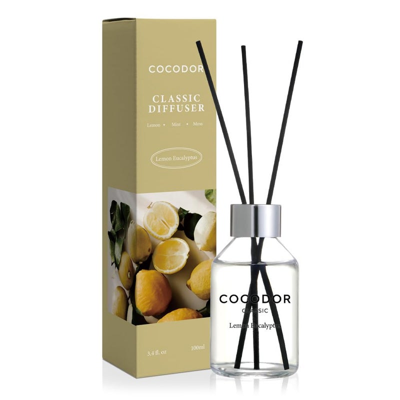 COCODOR Classic Reed DiffuserLemon Eucalyptus34oz100ml1 PackFragrance Scent Essential Oil Stick Diffuser Set for Bedroom Bathroom Home Dcor - Image 2