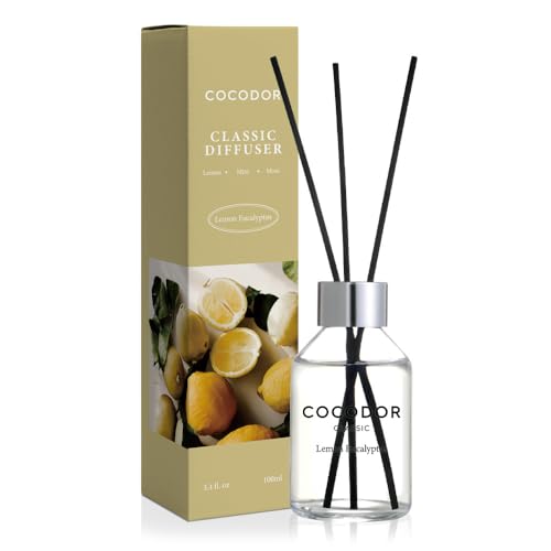 COCODOR Classic Reed DiffuserLemon Eucalyptus34oz100ml1 PackFragrance Scent Essential Oil Stick Diffuser Set for Bedroom Bathroom Home Dcor - Image 1