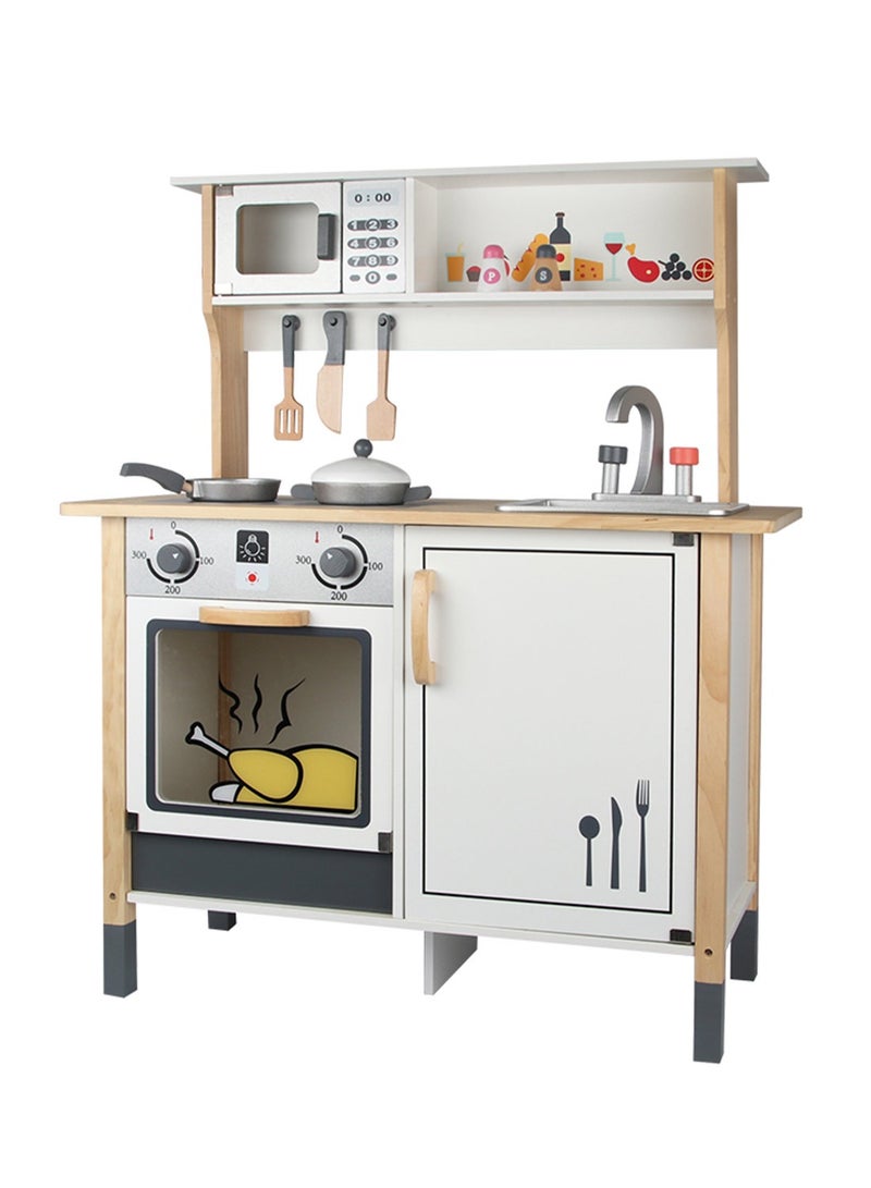 MaBaby Wooden Kids Play Kitchen, Outdoor  Kitchen with Removable Sink, Water Box & Faucet, Stove Top, Storage Shelves, Fun Backyard Pretend Kitchen Playset for Boys Girls - Image 1