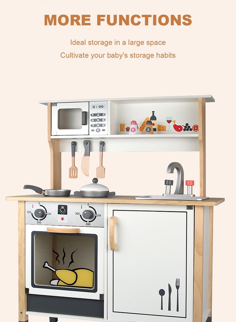 MaBaby Wooden Kids Play Kitchen, Outdoor  Kitchen with Removable Sink, Water Box & Faucet, Stove Top, Storage Shelves, Fun Backyard Pretend Kitchen Playset for Boys Girls - Image 3