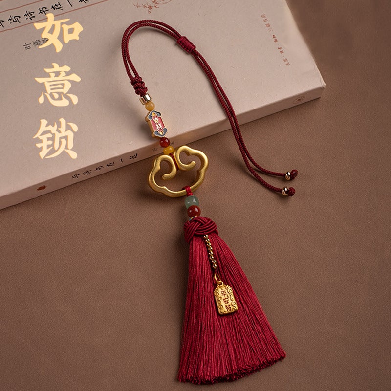 Car Pendant Brass Ruyi Auspicious Cloud Lock Rearview Mirror Pendant Men'S And Women'S Car Pendant Car Decoration Pendant - Image 2