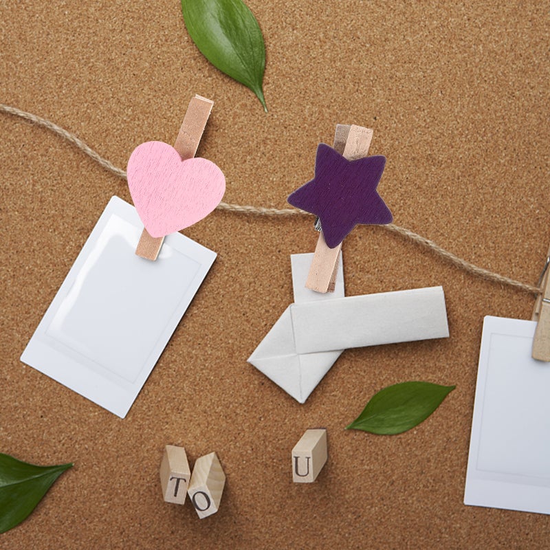 200 pcs Natural Small Clips Photo Heart Small Colorful Clothespins - Image 5