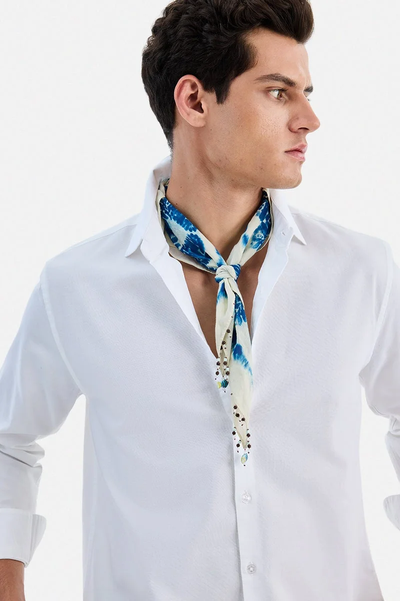 سنيتش White Solid Long Sleeve Regular Fit Shirt