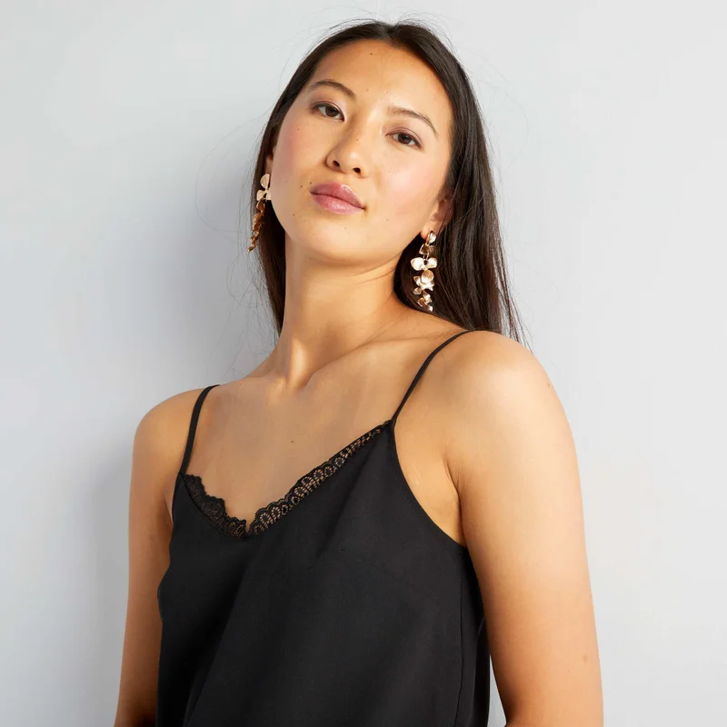 Kiabi Vest Top With Lace Detailing Black