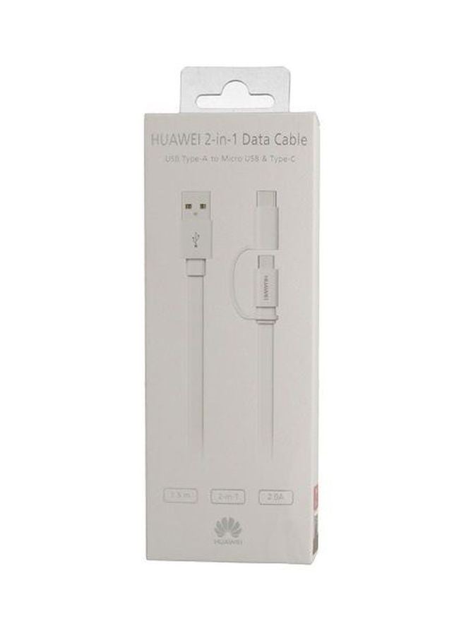 HUAWEI 2 in 1 Micro USB and Type C Cable White/Silver - Image 4