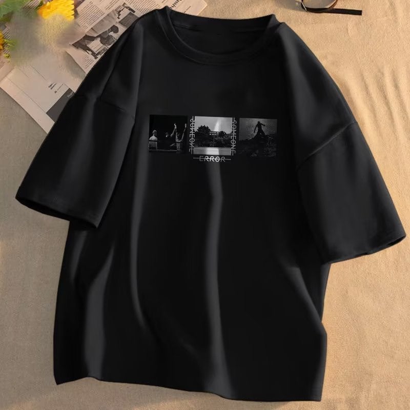 Trendy T-shirt ins round neck Japanese style summer youth fashion printing loose short sleeve fashion fashion brand Simple Men - Image 3