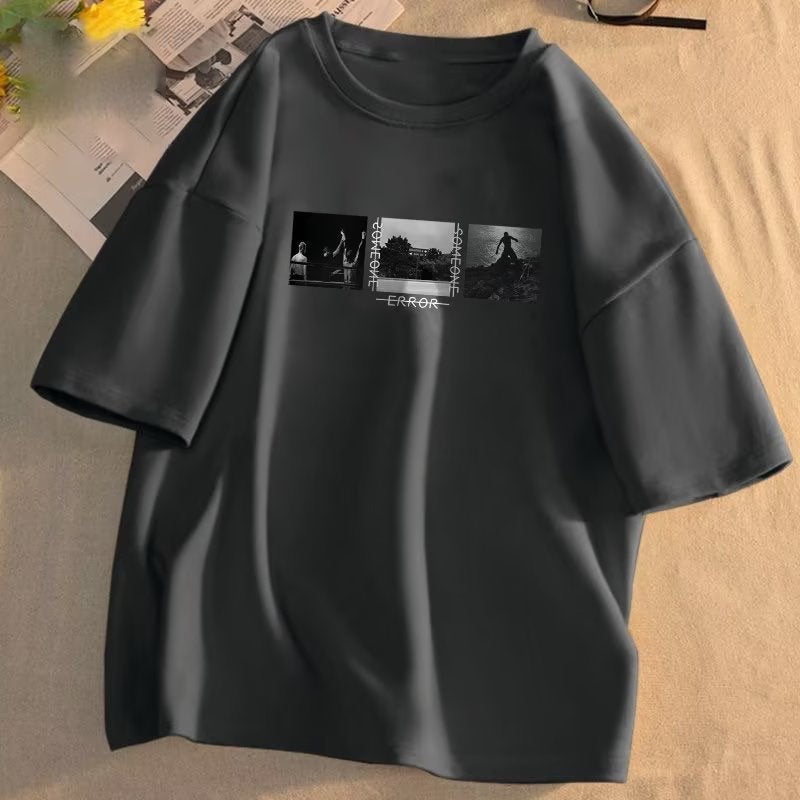 Trendy T-shirt ins round neck Japanese style summer youth fashion printing loose short sleeve fashion fashion brand Simple Men - Image 2