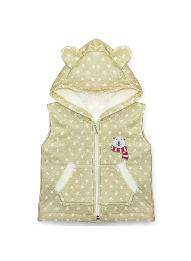 BabyShoora Three-piece baby set with fur inside, hood, pants + shirt + vest - Image 2