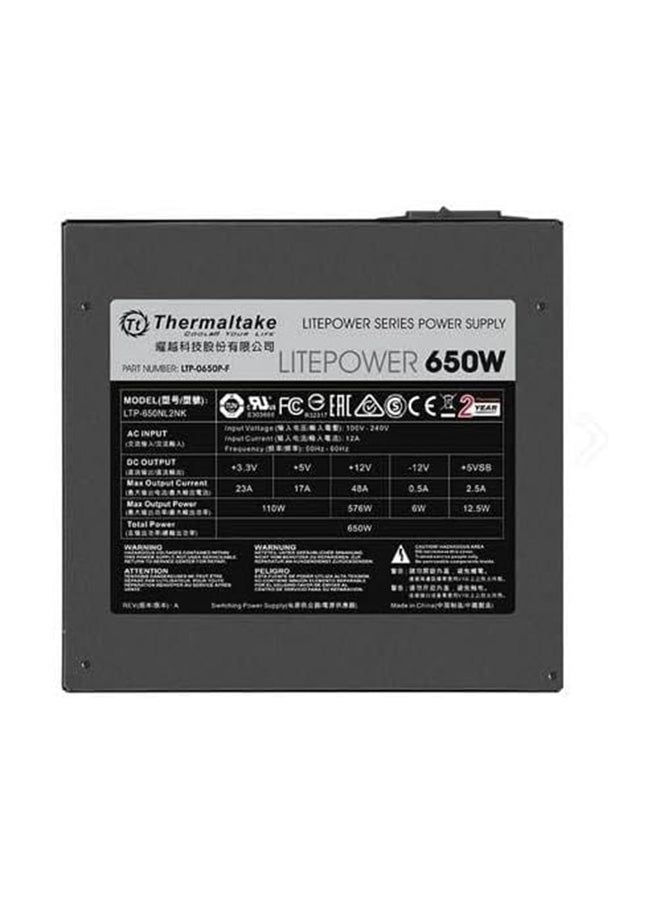 Thermaltake Litepower 650W Power Supply, Non Modular, ATX 2.3 & EPS, Active-PFC, PSU, 12cm, EU/Non, 80PLUS (PS-LTP-0650NPCNUS-F) Black - Image 4