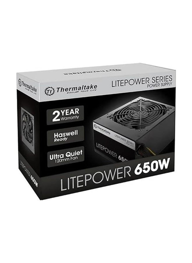 Thermaltake Litepower 650W Power Supply, Non Modular, ATX 2.3 & EPS, Active-PFC, PSU, 12cm, EU/Non, 80PLUS (PS-LTP-0650NPCNUS-F) Black - Image 1