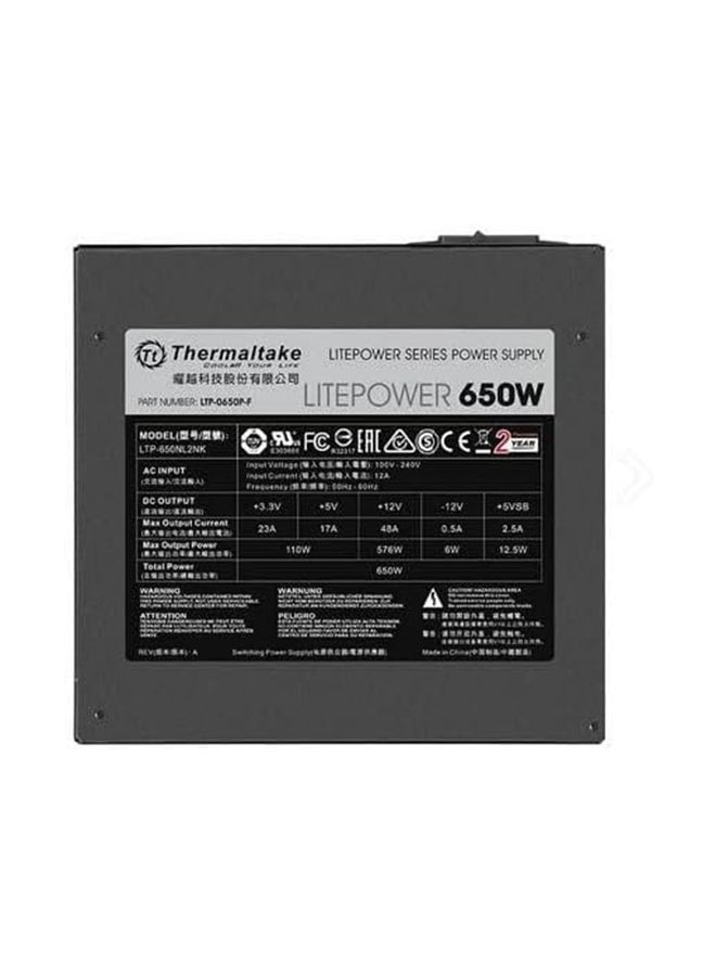 Thermaltake Litepower 650W Power Supply, Non Modular, ATX 2.3 & EPS, Active-PFC, PSU, 12cm, EU/Non, 80PLUS (PS-LTP-0650NPCNUS-F) Black - Image 5