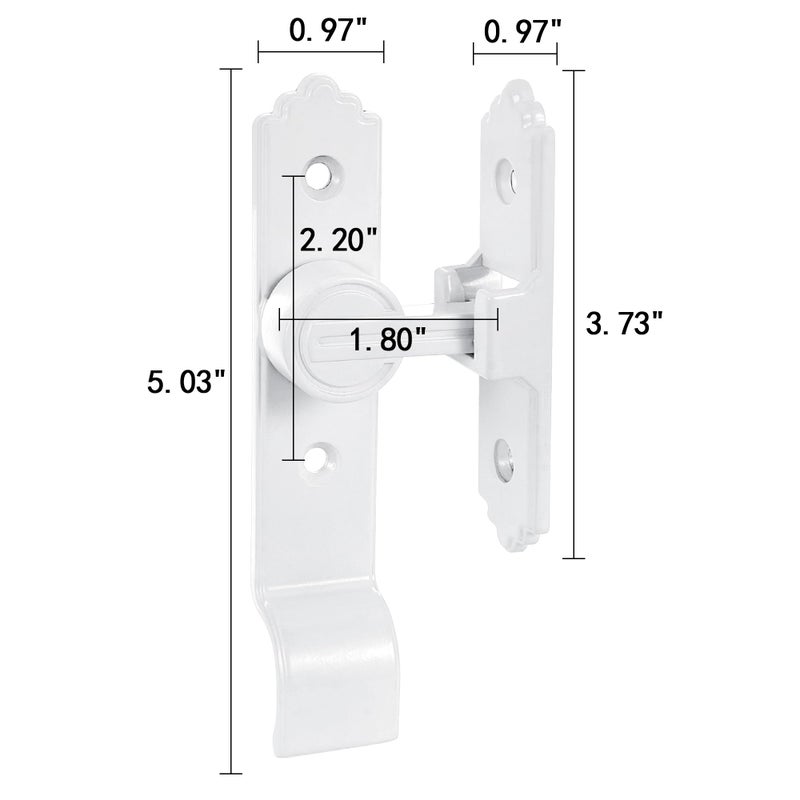 Iniret 90 Degree White Barn Door Lock, Flip Gate Latch With Handle, Heavy Sliding Door Latches, Door Security Sliding Latch Lock For Cabinets, Bathroom, Garden, Window, Garage - Image 2