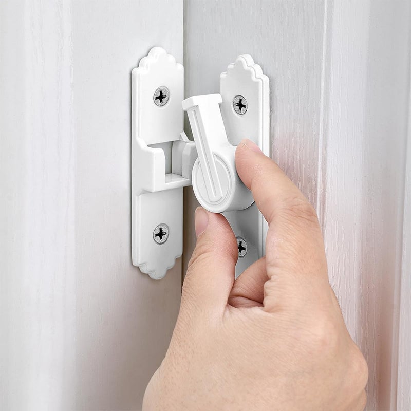 Iniret 90 Degree White Barn Door Lock, Flip Gate Latch With Handle, Heavy Sliding Door Latches, Door Security Sliding Latch Lock For Cabinets, Bathroom, Garden, Window, Garage - Image 4