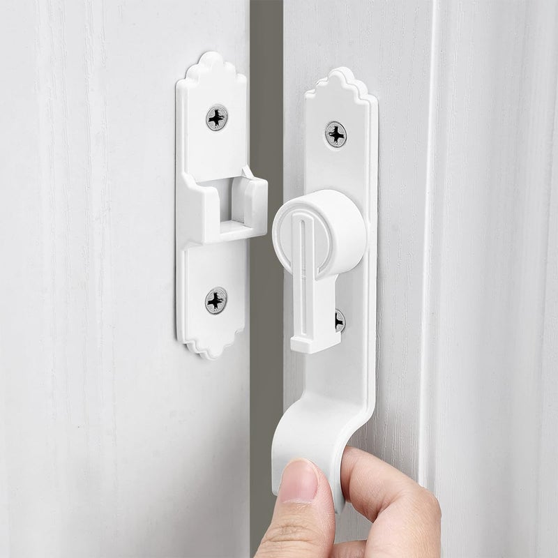 Iniret 90 Degree White Barn Door Lock, Flip Gate Latch With Handle, Heavy Sliding Door Latches, Door Security Sliding Latch Lock For Cabinets, Bathroom, Garden, Window, Garage - Image 3