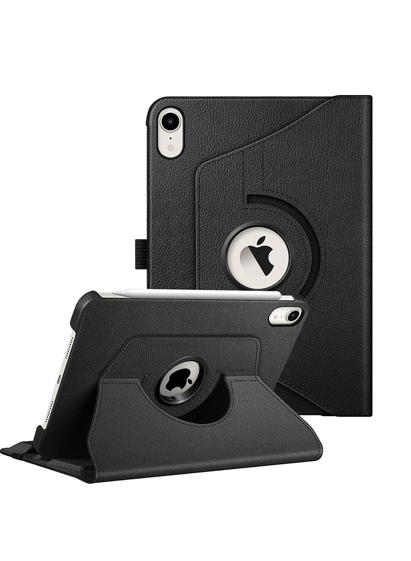 حافظة حماية دوارة لجهاز iPad Mini 6 6، حامل دوار 360 درجة، غطاء قابل للطي لعرض متعدد الزوايا لحافظة دوارة 360 درجة لجهاز iPad Mini الجيل السادس 8.3 بوصة أسود - Image 1