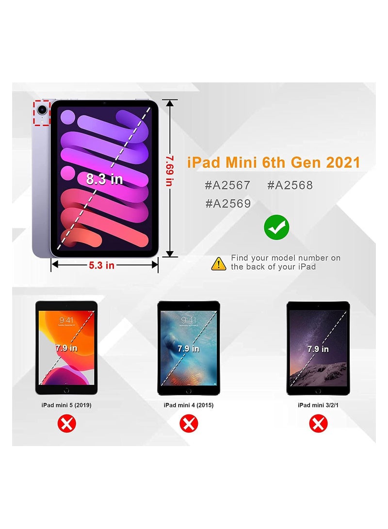 حافظة حماية دوارة لجهاز iPad Mini 6 6، حامل دوار 360 درجة، غطاء قابل للطي لعرض متعدد الزوايا لحافظة دوارة 360 درجة لجهاز iPad Mini الجيل السادس 8.3 بوصة أسود - Image 5