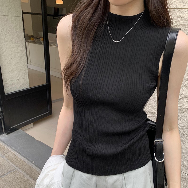 2024 Summer Knit Vest Top for Women Black