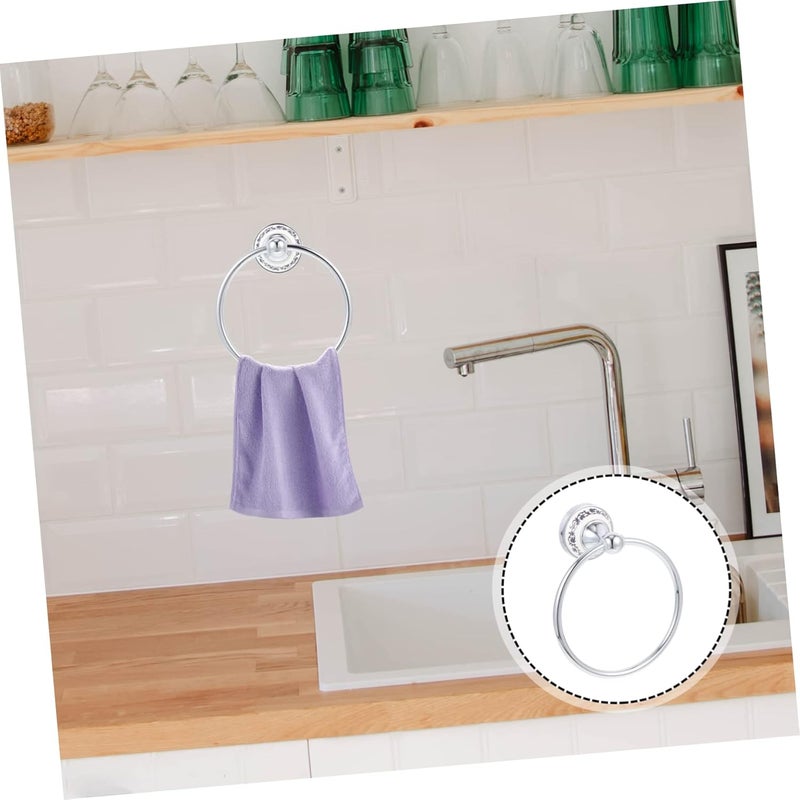 Stainless Steel Towel Ring with Chrome Finish Space Saving Bathroom Towel Holder with Rounded Corners Smooth Edges for Safe Use Modern Style Wall Mounted Rack for Home Decor - Image 2