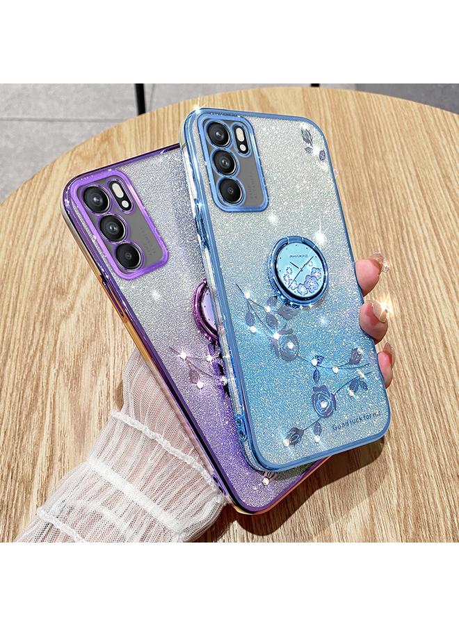 S-TOP Case For OPPO Reno6 Gradient Glitter Immortal Flower Ring All-inclusive Phone Case - Image 3
