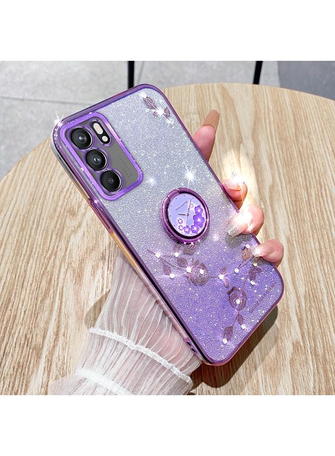 S-TOP Case For OPPO Reno6 Gradient Glitter Immortal Flower Ring All-inclusive Phone Case - Image 1