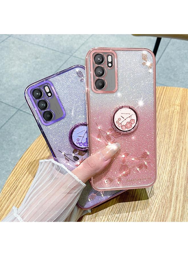 S-TOP Case For OPPO Reno6 Gradient Glitter Immortal Flower Ring All-inclusive Phone Case - Image 5