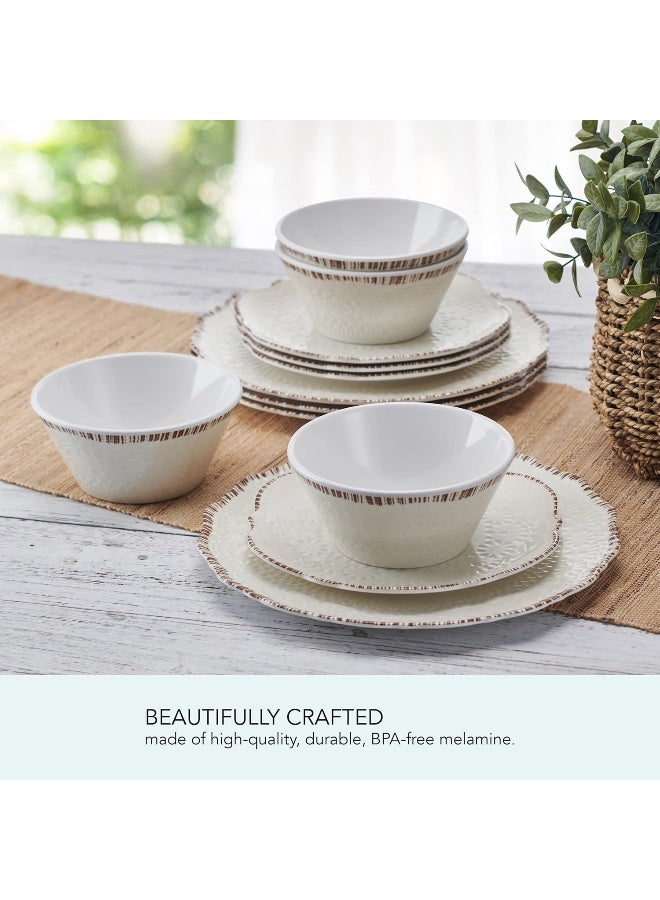 Pfaltzgraff Chateau 12 Piece Outdoor Melamine Dinnerware Set Service for 4 White - Image 3