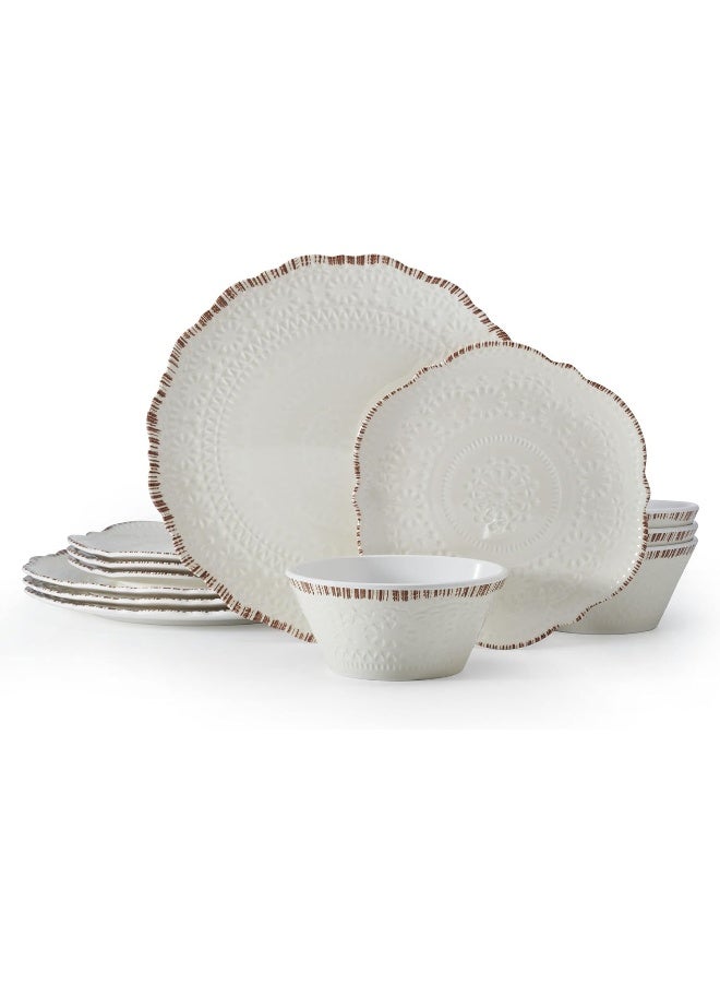 Pfaltzgraff Chateau 12 Piece Outdoor Melamine Dinnerware Set Service for 4 White - Image 1