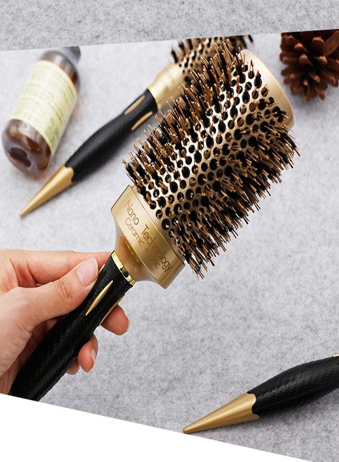BeiHCain Round Brush Set for Blow Drying, Professional Women's Hair Styling Brushes - Thermal Durable Aluminum Barrel Round Curling Brushes with Boar Bristles, 4 Count - Image 3