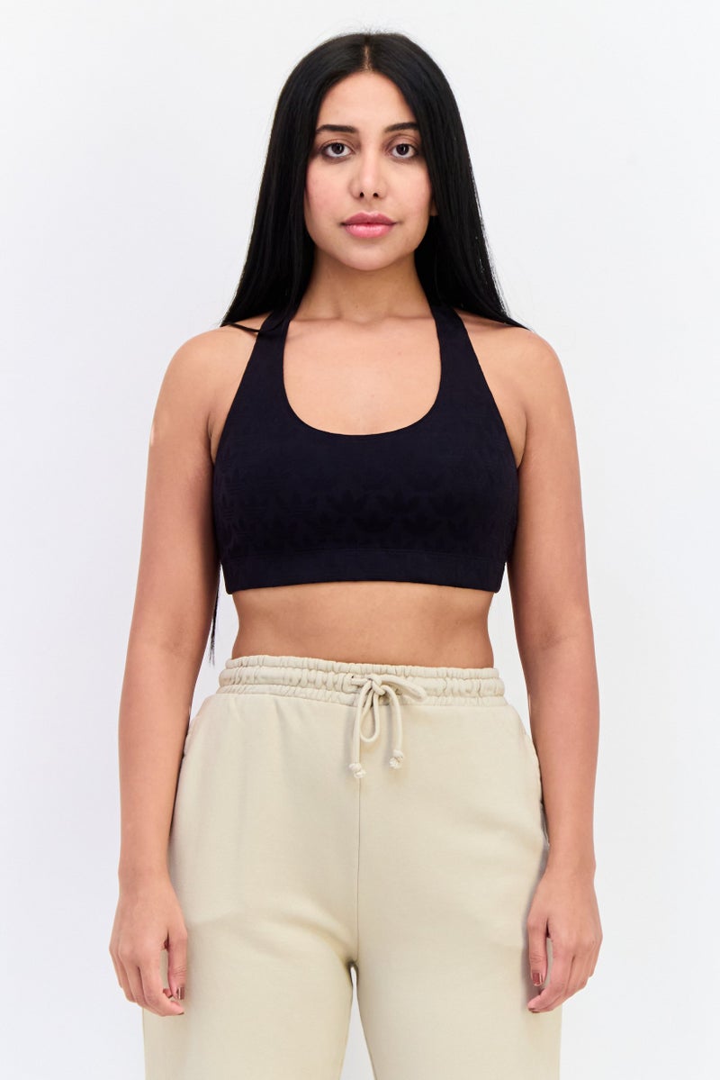 adidas Originals Women Non Padded Embroidered Logo Training Sport Bra, Black - Image 1