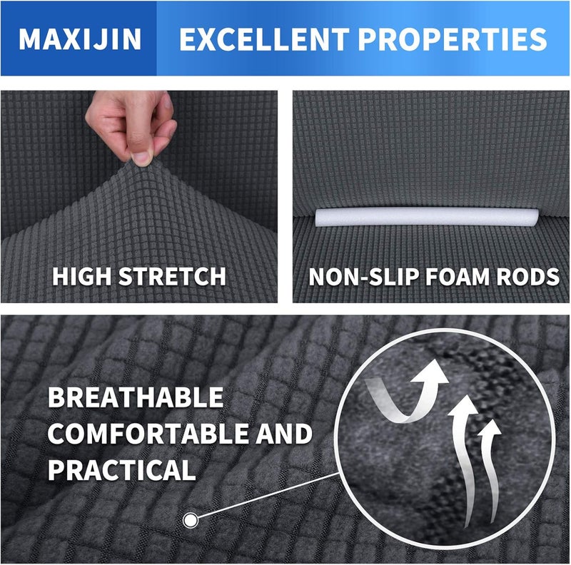 MAXIJIN Super Stretch Chair Covers for Living Room, 1 Piece with Armrests Jacquard Chair Protector Dogs Pet Friendly Armchair Cover (1 Seater, Dark Grey) - Image 5