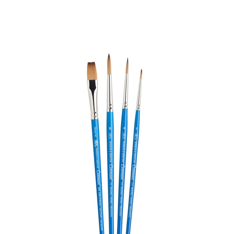 Winsor Newton Winsor & Newton Cotman Short Handle Brushes, Set of 4, (Round 1, 4, & 6, One Stroke 3/8") - Image 2