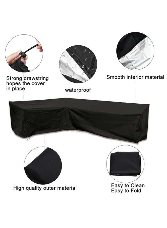Generic Patio Furniture Covers Heavy Duty Outdoor Sectional Sofa Cover, Waterproof 100% Patio Sectional Couch Cover, V-Shaped Lawn Patio Furniture Cover Black - Image 3