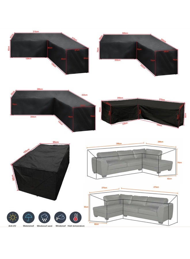 Generic Patio Furniture Covers Heavy Duty Outdoor Sectional Sofa Cover, Waterproof 100% Patio Sectional Couch Cover, V-Shaped Lawn Patio Furniture Cover Black - Image 2