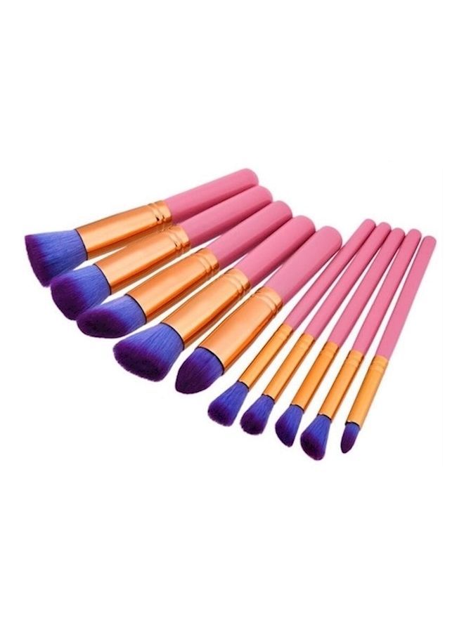 NIBEMINENT 10-Piece Foundation Face Powder Blush Eyeshadow Makeup Brush Kit Pink