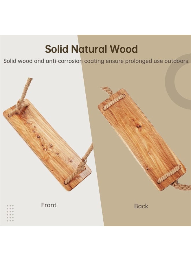 Load Capacity Wooden Swing for Adults & Kids, Adjustable Height,Waterproofing Hanging Swing Seat for Indoor, Outdoor, Backyard, Garden,Playground  - Image 3