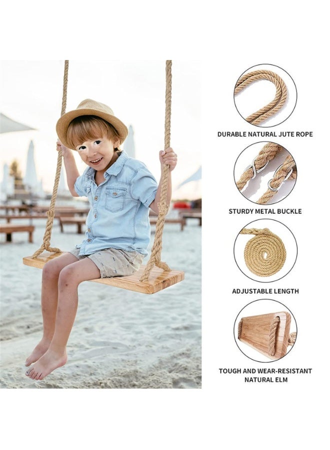 Load Capacity Wooden Swing for Adults & Kids, Adjustable Height,Waterproofing Hanging Swing Seat for Indoor, Outdoor, Backyard, Garden,Playground  - Image 5