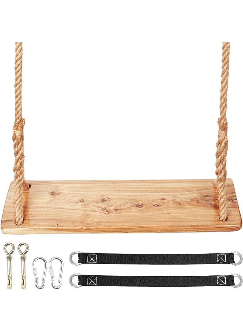Load Capacity Wooden Swing for Adults & Kids, Adjustable Height,Waterproofing Hanging Swing Seat for Indoor, Outdoor, Backyard, Garden,Playground  - Image 2