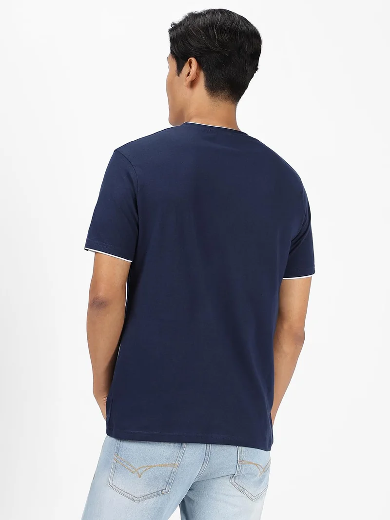Urbano Fashion  Urbano Fashion Men's Solid Navy Blue Round Neck Half Sleeve Slim Fit Cotton T-Shirt  | Best Price UAE
