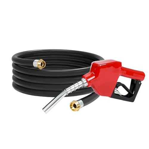 SUPERFASTRACING 1'' x 20' Fuel Transfer Hose with Auto Fuel Nozzle 3/4" Inlet & 13/16" Outlet Fluid Oil Pump Tank Tube - Image 1