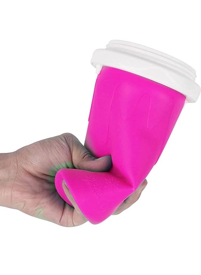ELTRAZONE Squeeze Cup, Slushy Maker Cup with Straw, Frozen Magic Squeeze Cup Cooling Maker Pinch Ice Cup - Freeze Mug Milkshake Maker, Portable Double Layer Silica Cup Maker Smoothie Ice Cups (Pink) - Image 1