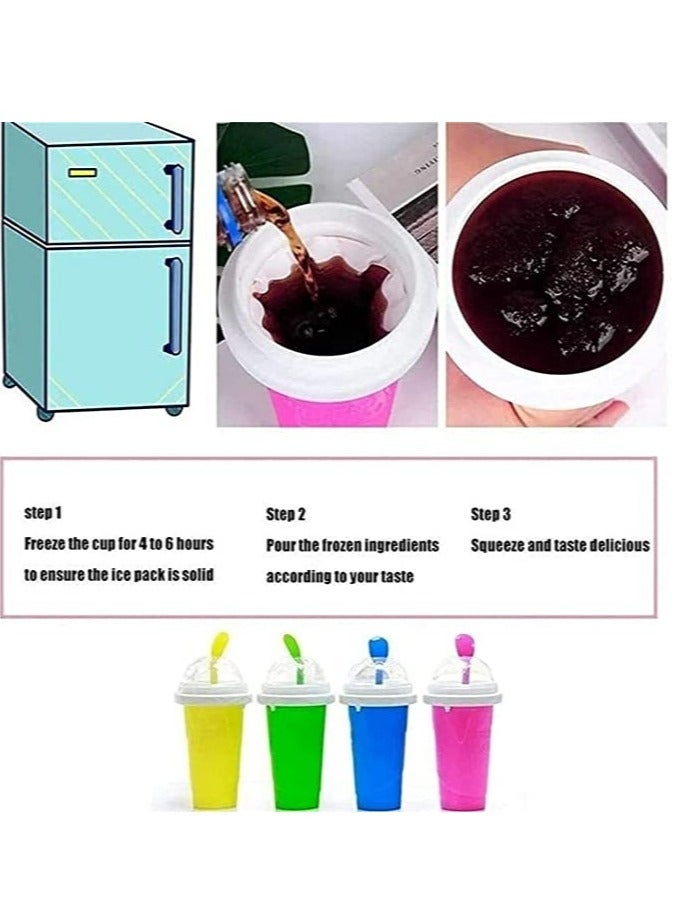 ELTRAZONE Squeeze Cup, Slushy Maker Cup with Straw, Frozen Magic Squeeze Cup Cooling Maker Pinch Ice Cup - Freeze Mug Milkshake Maker, Portable Double Layer Silica Cup Maker Smoothie Ice Cups (Pink) - Image 4