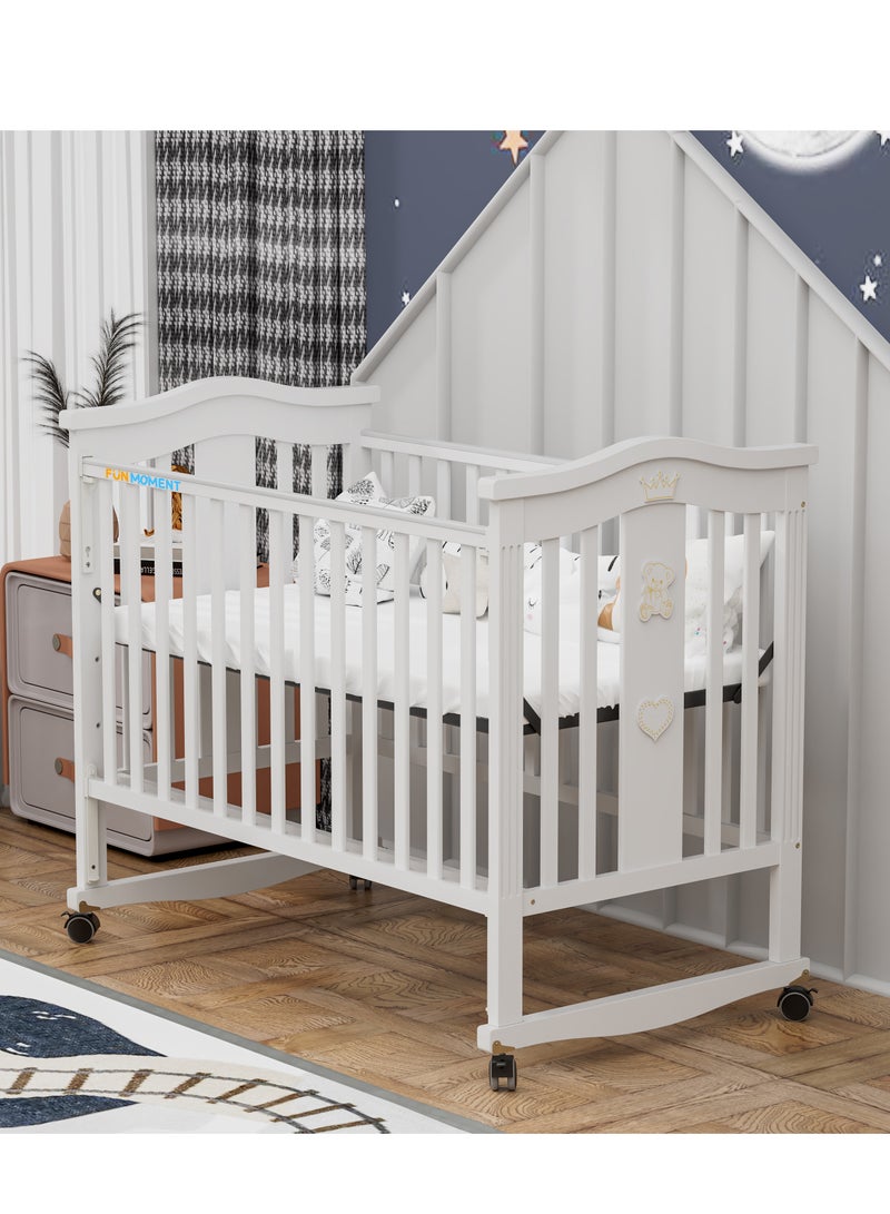 FUN MOMENT Wooden cot for children with a distinctive and new design with mosquito net130 x 70 cm - Image 1