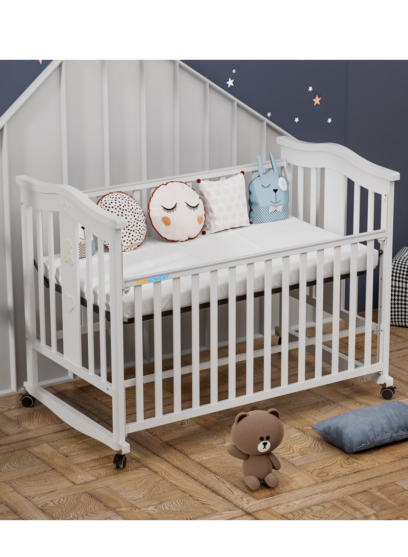 FUN MOMENT Wooden cot for children with a distinctive and new design with mosquito net130 x 70 cm - Image 4