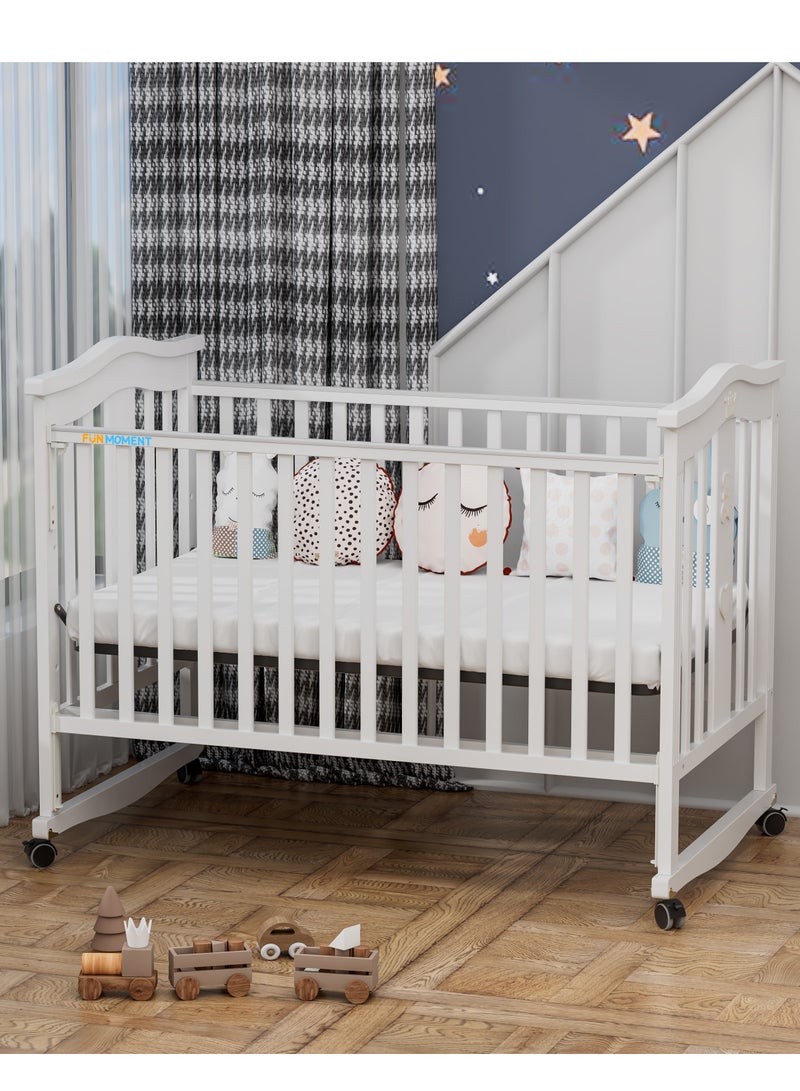 FUN MOMENT Wooden cot for children with a distinctive and new design with mosquito net130 x 70 cm - Image 2