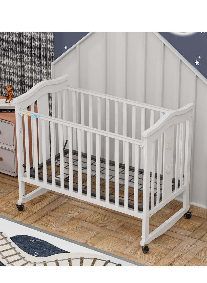 FUN MOMENT Wooden cot for children with a distinctive and new design with mosquito net130 x 70 cm - Image 3