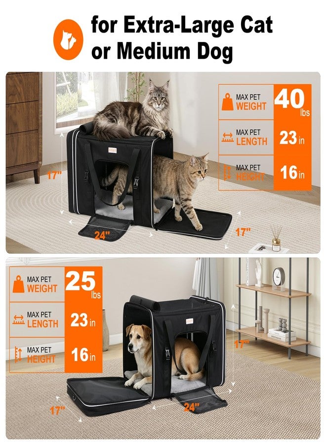 pidipiti 24 x 17 x17 Extra-Large Soft-Sided pet Carrier for 2 Cats / 1 Large cat, car Travel Kennel for Medium Dog,Long Distance Road Trip Transport cage with Litter Box. - Image 2