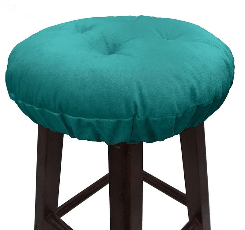 Augld 2 Pack Bar Stool Cushions with Elastic Band Stool Cover 12 Inch Teal - Image 3