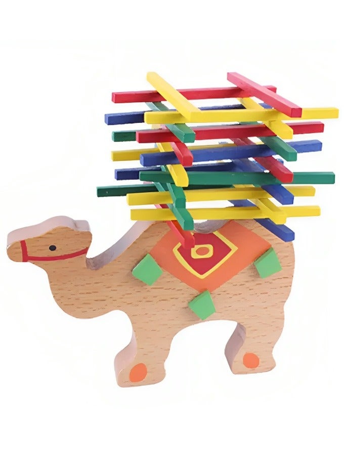 Beech Wood Balance Game Montessori Blocks, Camel/Elephant Balancing Blocks Wooden Toys, Colourful Rods for Early Motor Development and Training Your Child  - Image 1